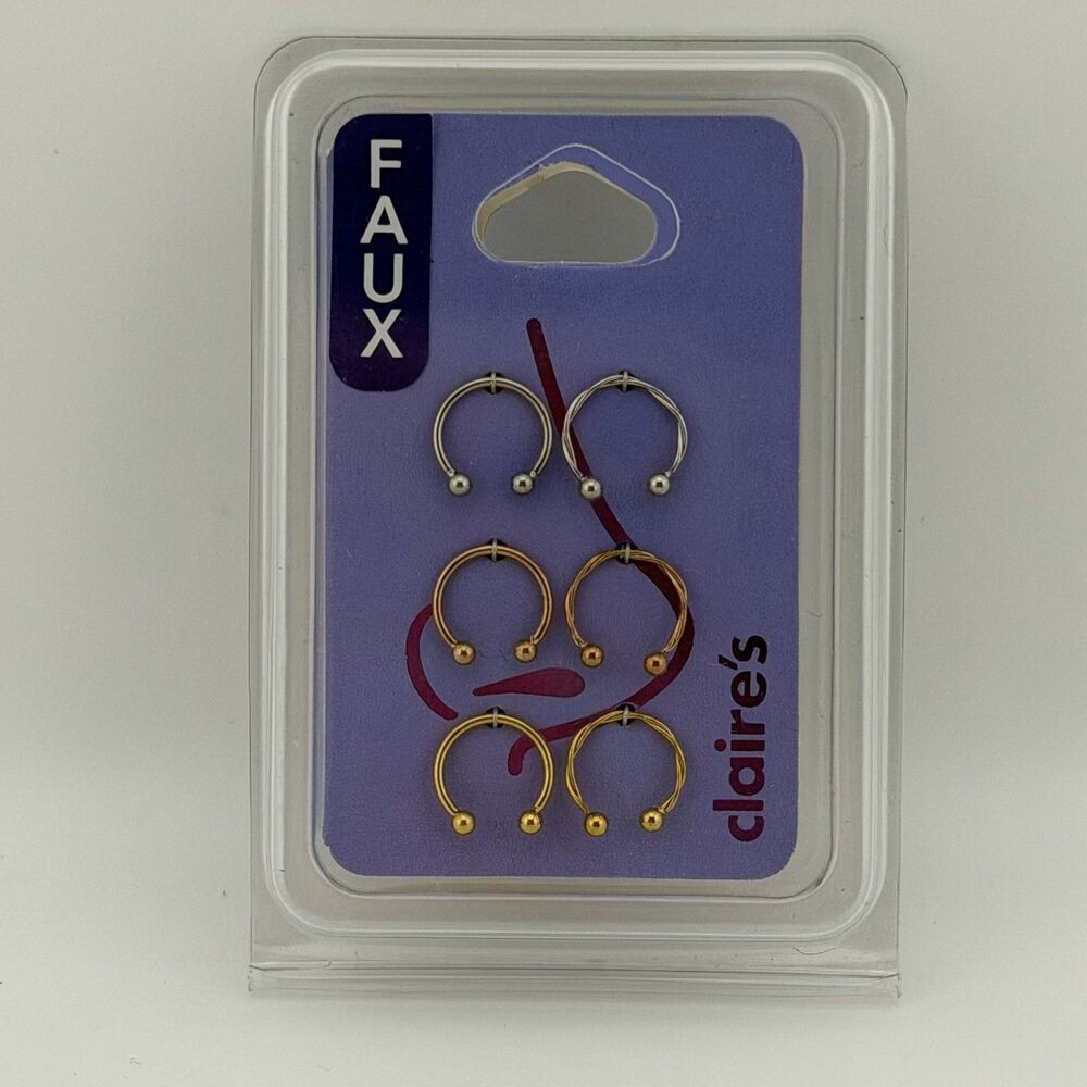 Claire’s 6 piece Faux Nose Jewelry NEW